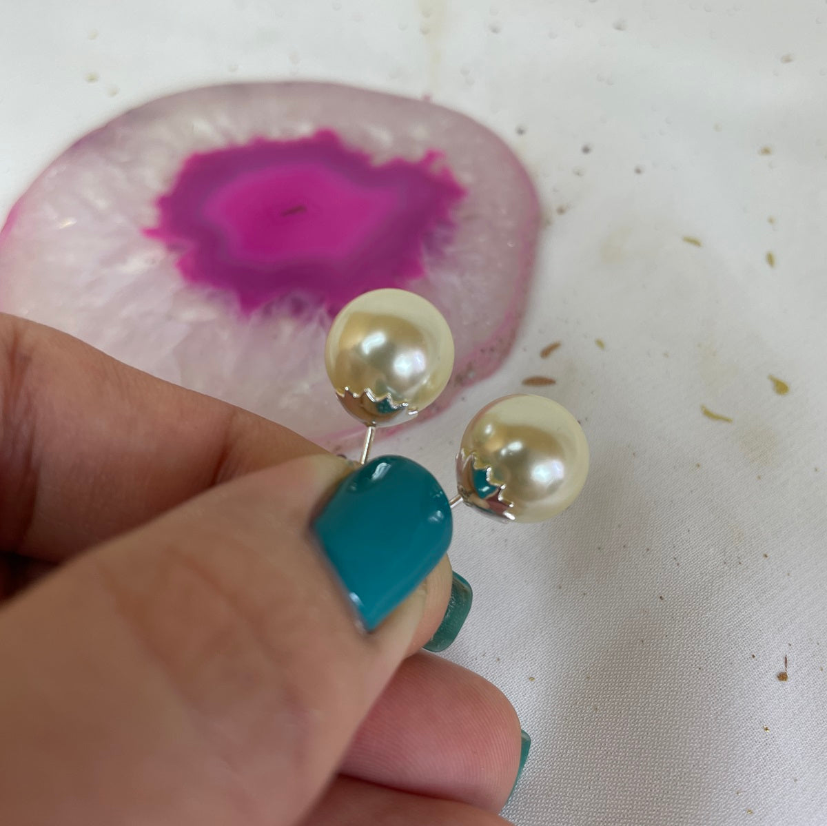 Aros Plata 925 Perla Completa 12MM