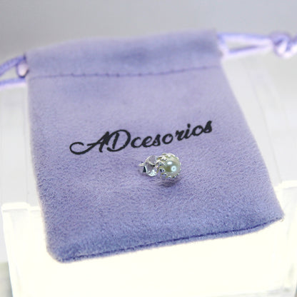 Aros Plata 925 Perla 6MM Borde de Plata