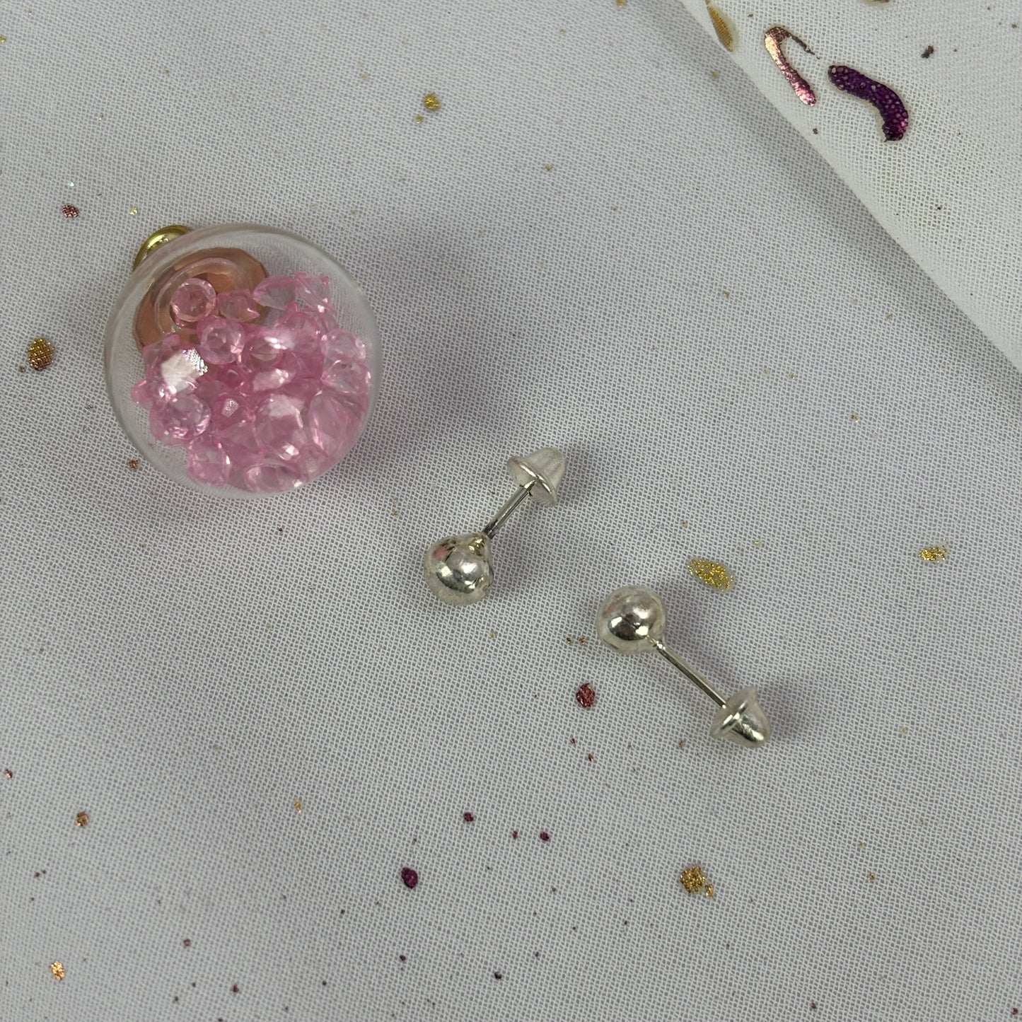 Aros Plata 925 Esfera  - Tope Seguridad