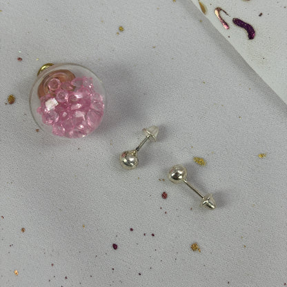 Aros Plata 925 Esfera  - Tope Seguridad