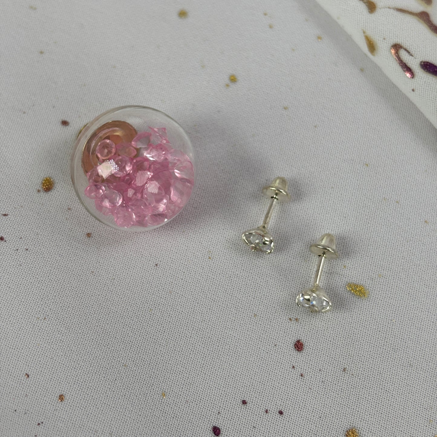 Aros Plata 925 Circón Corazón - Tope Seguridad