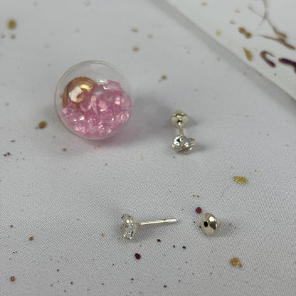 Aros Plata 925 Circón Corazón - Tope Seguridad