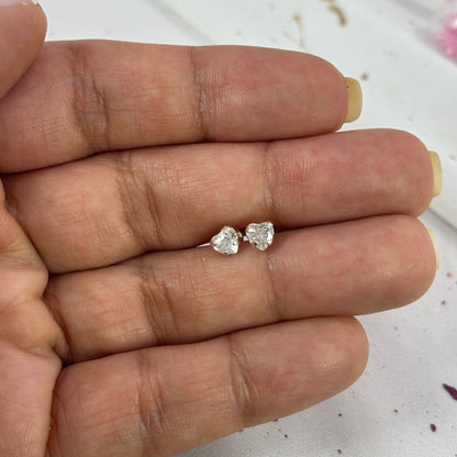 Aros Plata 925 Circón Corazón - Tope Seguridad