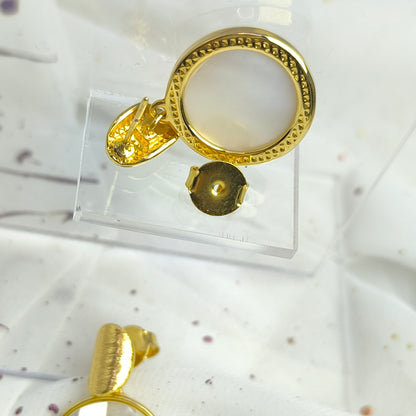 Set Aros y Collar Enchapados En Oro 18K Mosaico Nacar