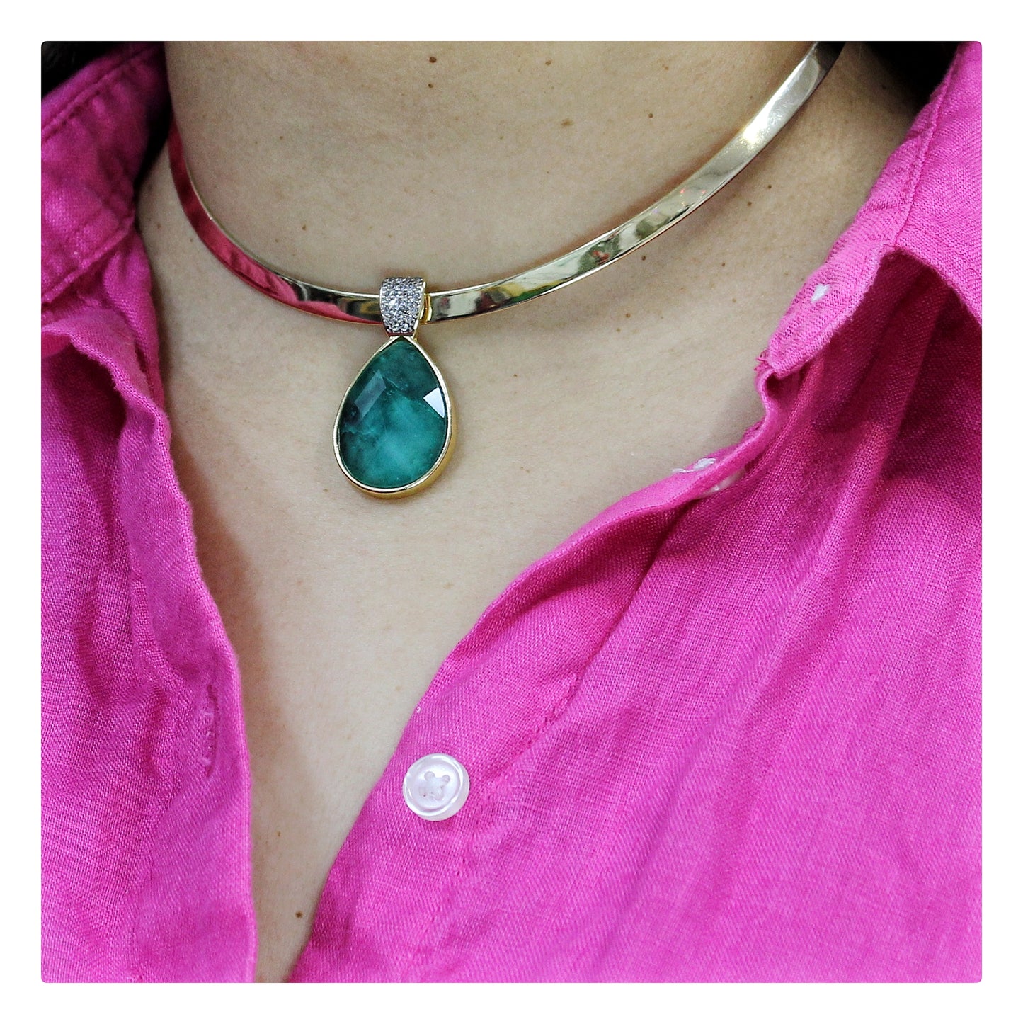 Set Collar y Aros Enchapado en Oro 18K Esmeralda