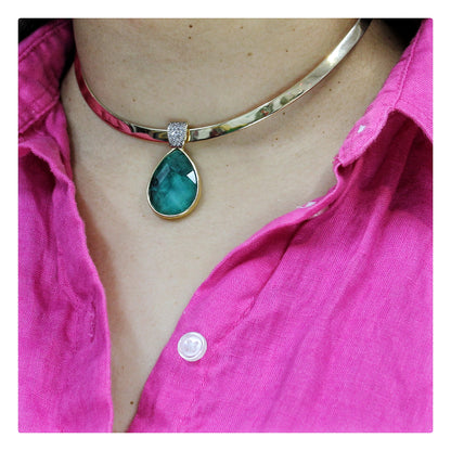 Set Collar y Aros Enchapado en Oro 18K Esmeralda