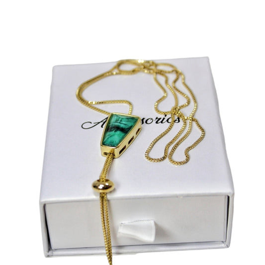 Collar Enchapado en Oro 18K Esmeralda Poligono