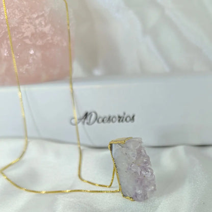 Collar Enchapado en Oro 18k Amatista Drusa