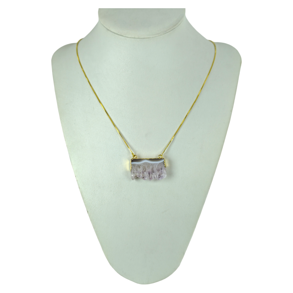 Collar Enchapado en Oro 18k Amatista Drusa