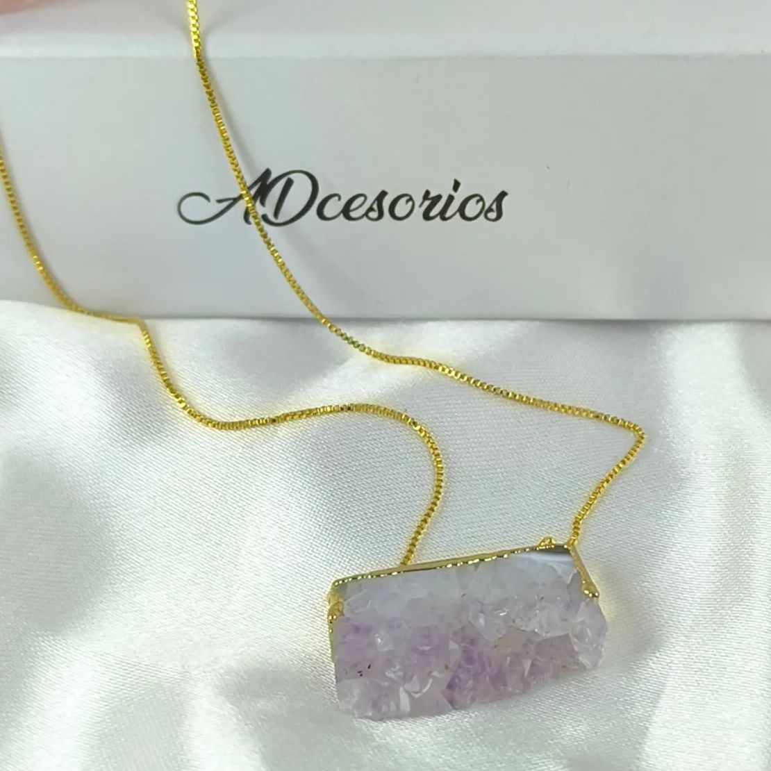 Collar Enchapado en Oro 18k Amatista Drusa