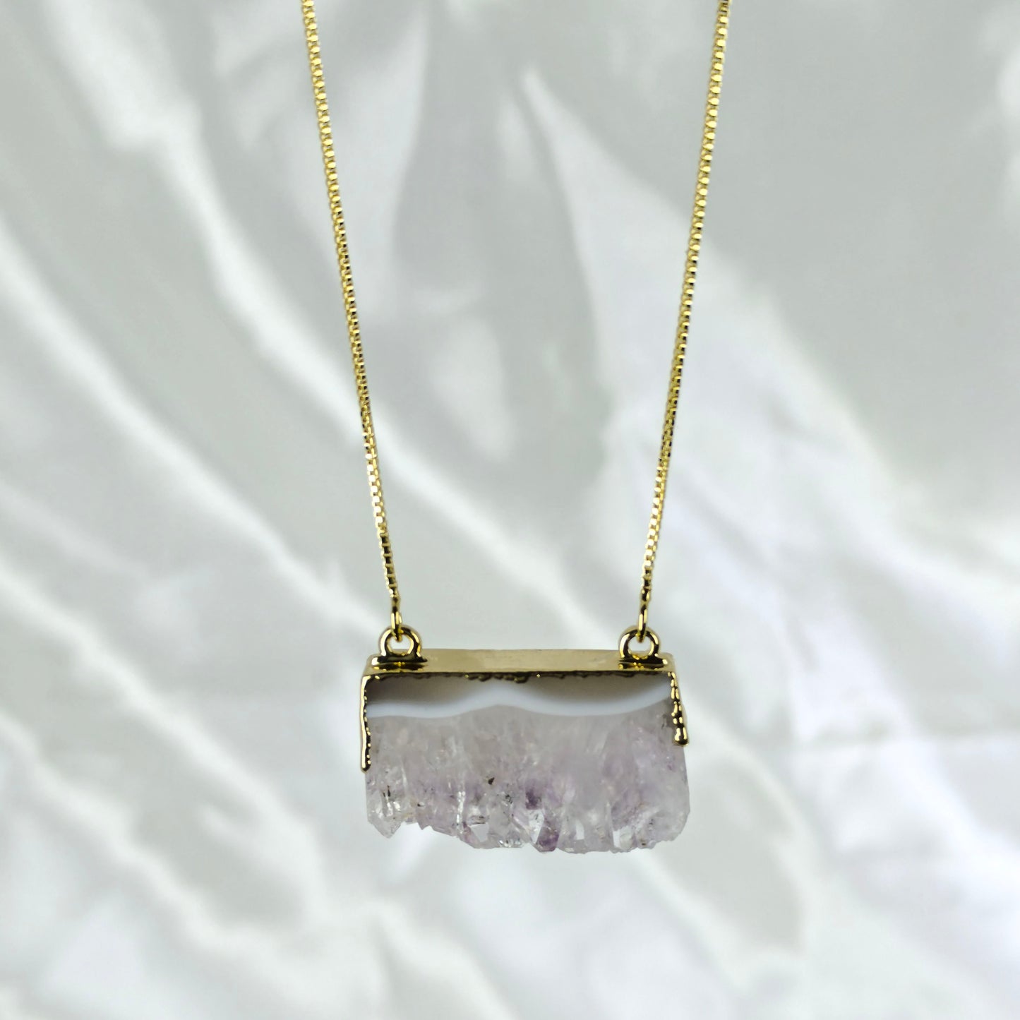 Collar Enchapado en Oro 18k Amatista Drusa