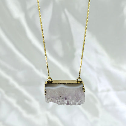 Collar Enchapado en Oro 18k Amatista Drusa