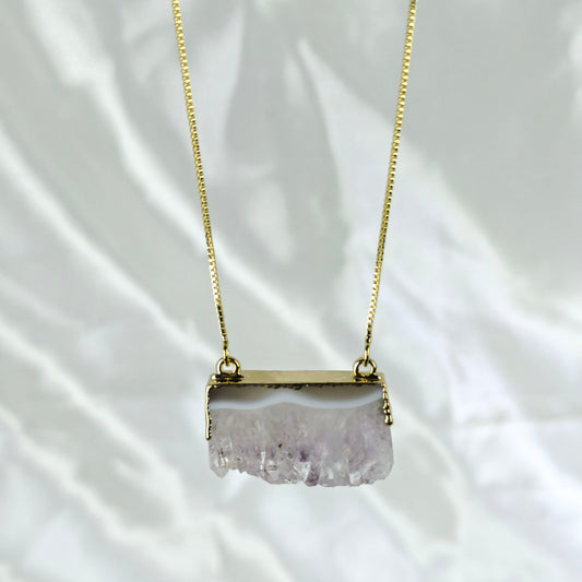 Collar Enchapado en Oro 18k Amatista Drusa