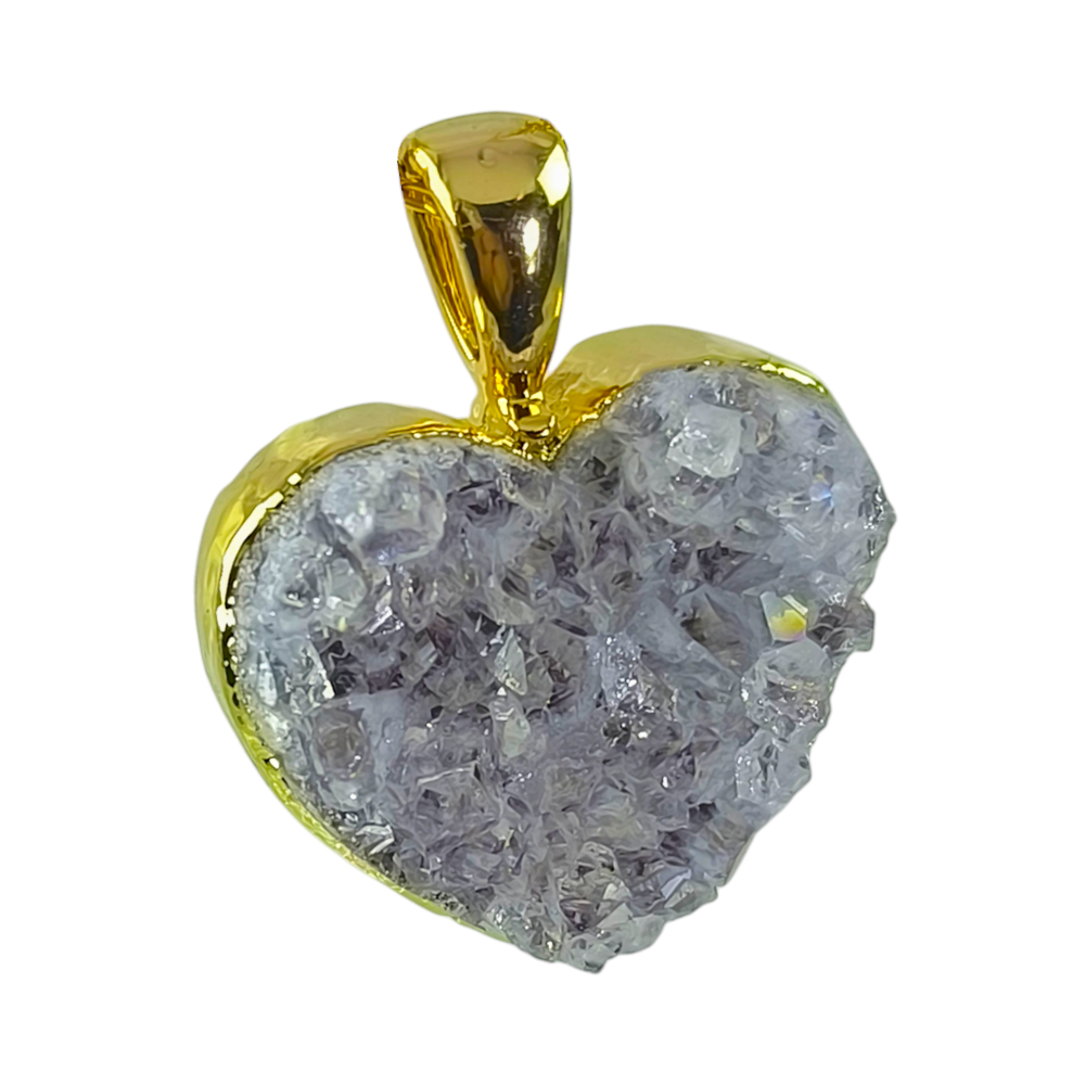 Colgante Enchapado en Oro 18k Amatista Drusa Corazón