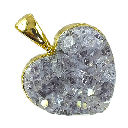 Colgante Enchapado en Oro 18k Amatista Drusa Corazón