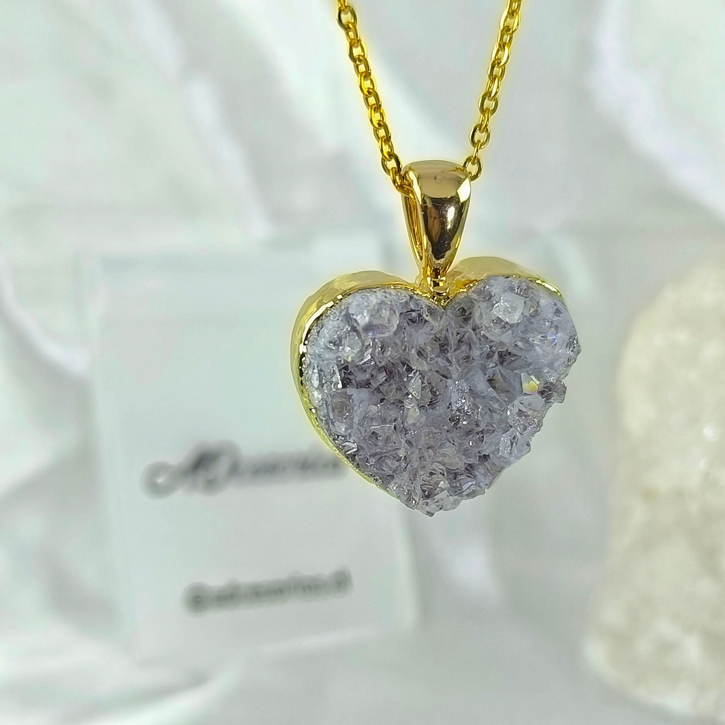 Colgante Enchapado en Oro 18k Amatista Drusa Corazón