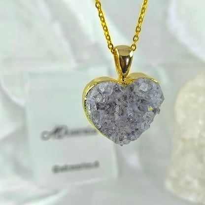 Colgante Enchapado en Oro 18k Amatista Drusa Corazón