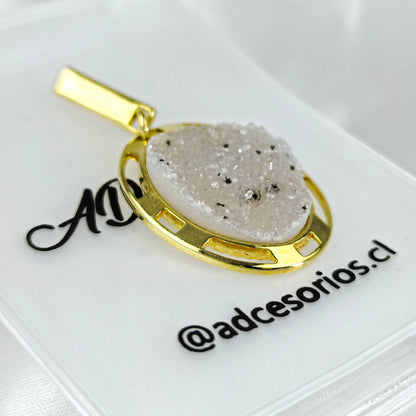 Colgante Enchapado en Oro 18k Amatista Drusa Ovalo