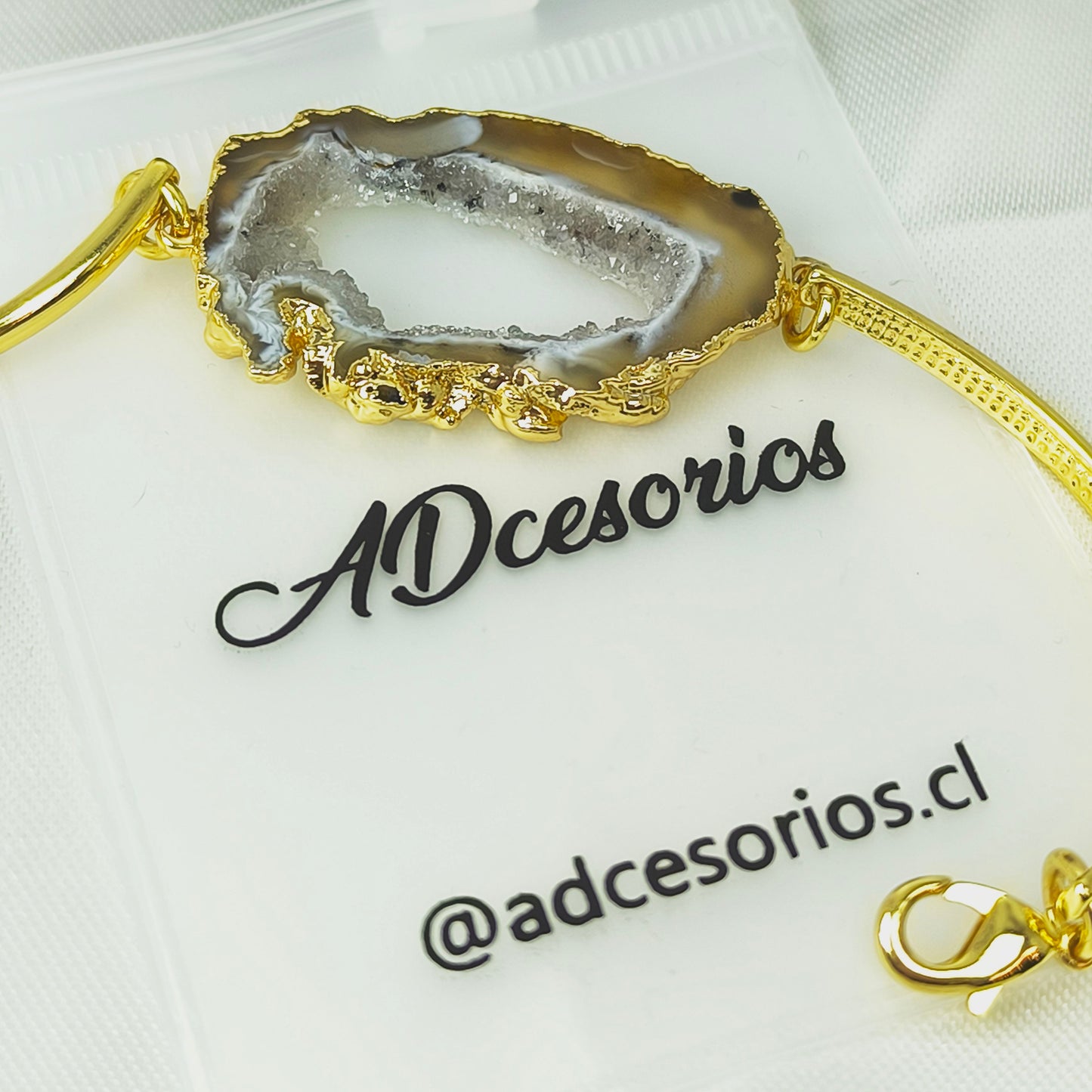 Pulsera Brazalete Enchapado en Oro 18k Amatista Geoda