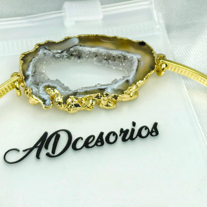 Pulsera Enchapado en Oro 18k Amatista Drusa