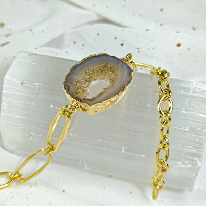 Pulsera Enchapado en Oro 18k Amatista Drusa