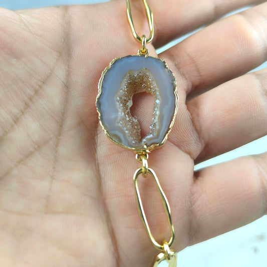 Pulsera Enchapado en Oro 18k Amatista Drusa