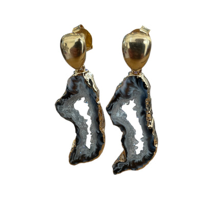 Aros Enchapado en Oro 18k Amatista Geoda