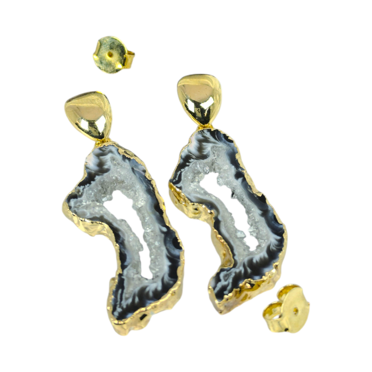 Aros Enchapado en Oro 18k Amatista Geoda