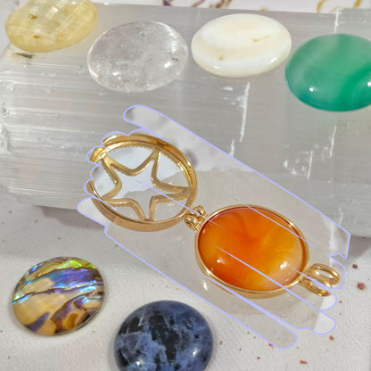 Collar Relicario Enchapado En Oro 18K 7 Piedras Naturales Estrella