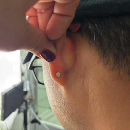 Aros Imán Punto de luz Plateado Circón Blanco Cuadrado 6MM