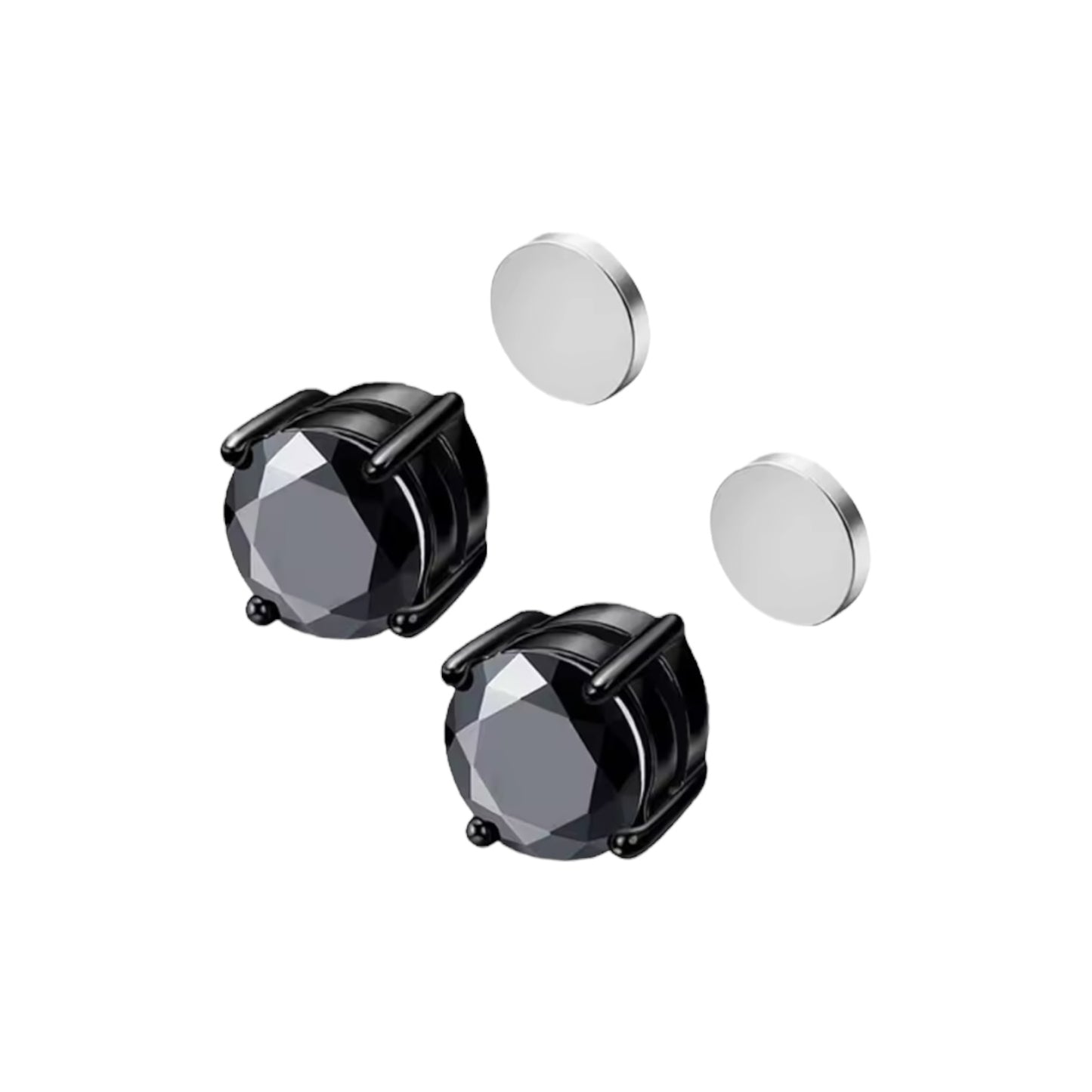 Aros Imán Punto de Luz  Negro Circón Negro Redondo 6MM