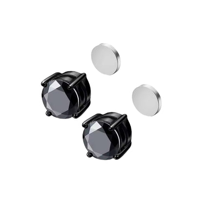 Aros Imán Punto de Luz  Negro Circón Negro Redondo 6MM