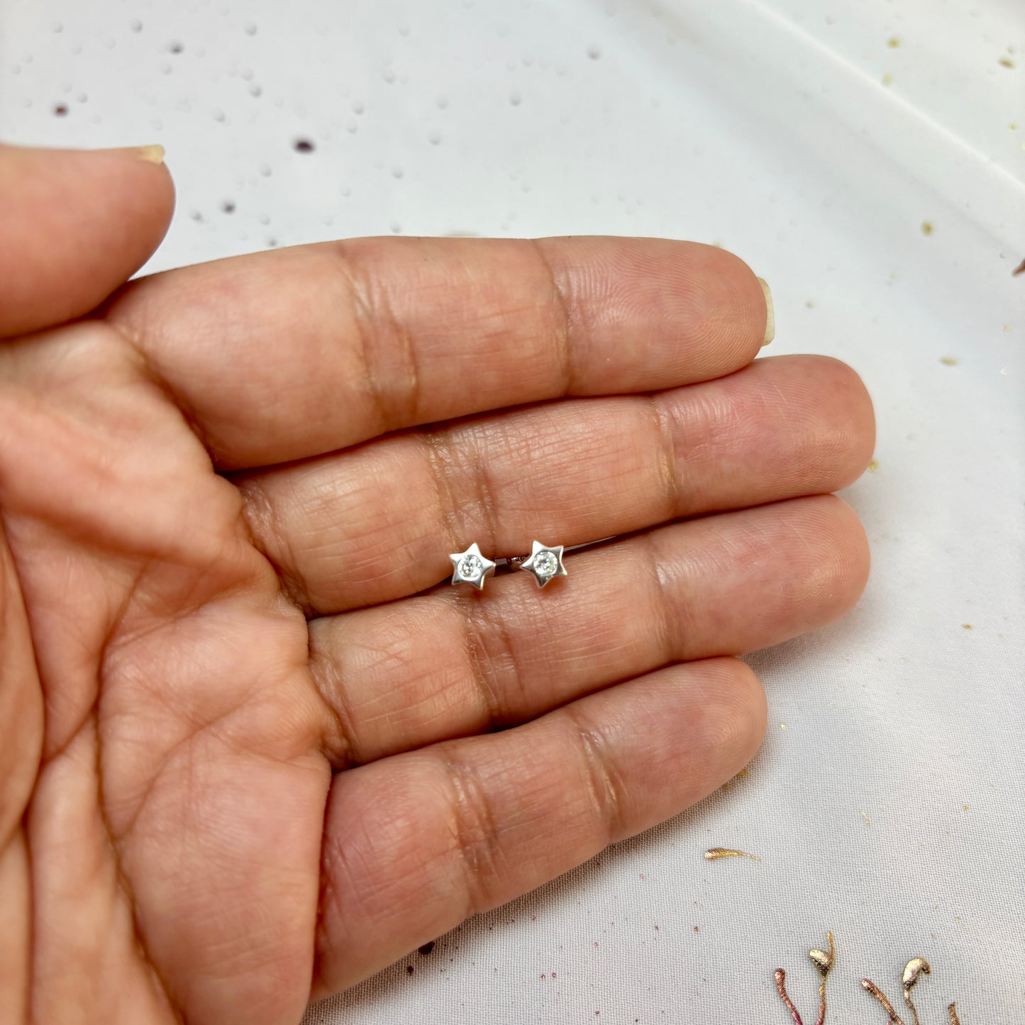 Aros Plata 925 Estrella Circón - Tope Seguridad