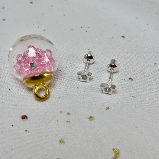 Aros Plata 925 Estrella Circón - Tope Seguridad