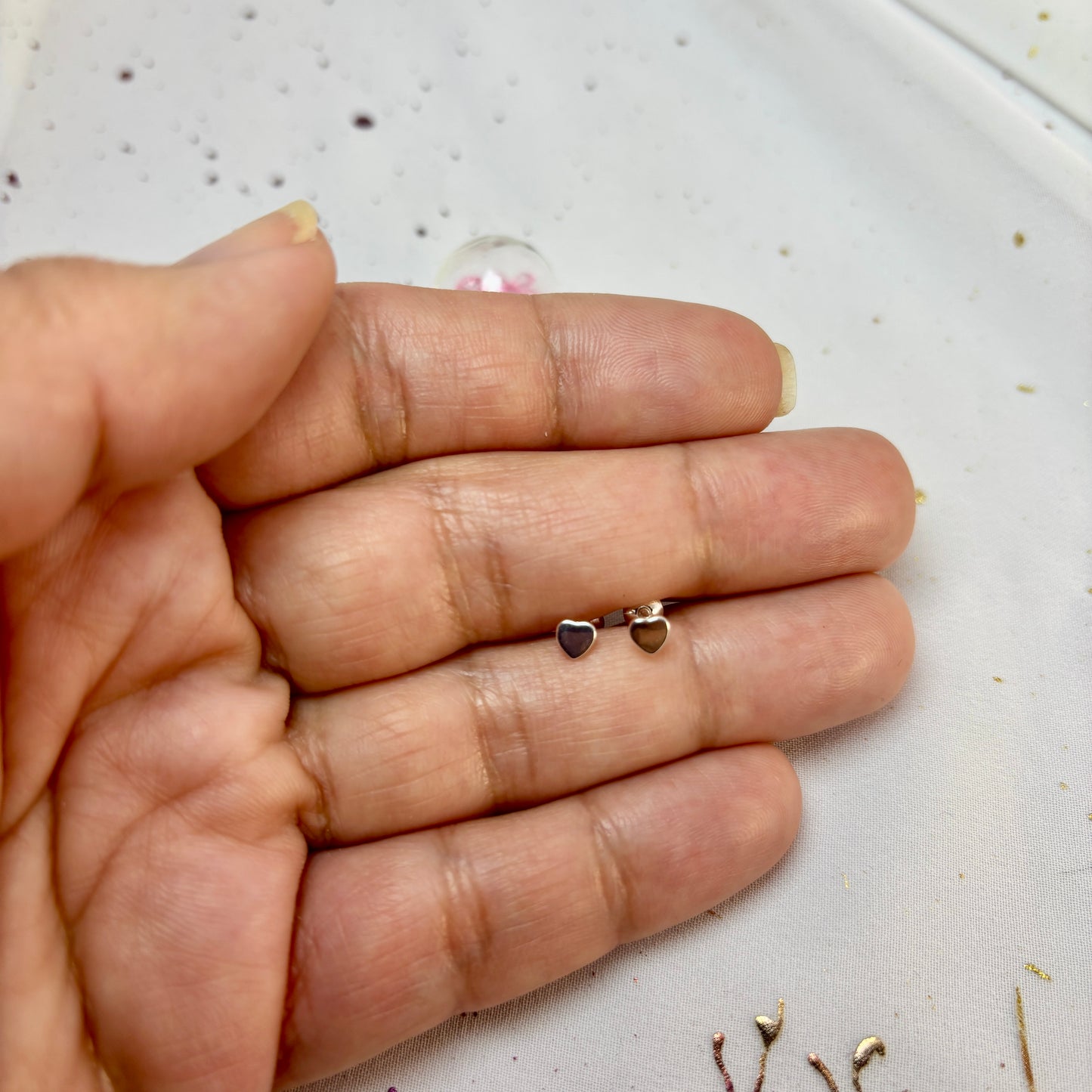 Aros Plata 925 Flor Corazón - Tope Seguridad