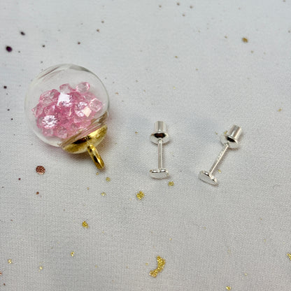 Aros Plata 925 Flor Corazón - Tope Seguridad