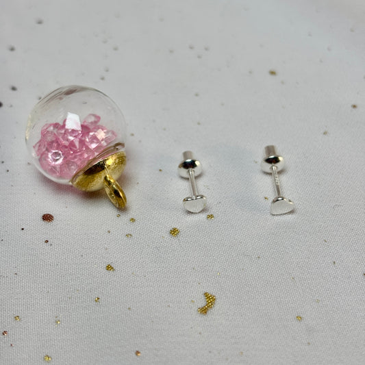 Aros Plata 925 Flor Corazón - Tope Seguridad