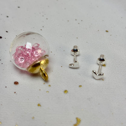 Aros Plata 925 Flor Corazón II - Tope Seguridad