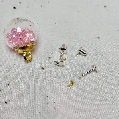 Aros Plata 925 Flor Corazón II - Tope Seguridad