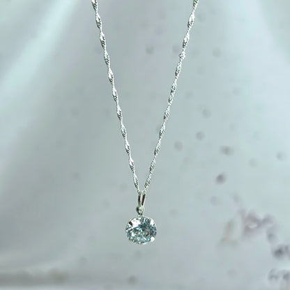 Collar Plata 925 Singapur 1,5MM + Colgante Punto De Luz 8MM