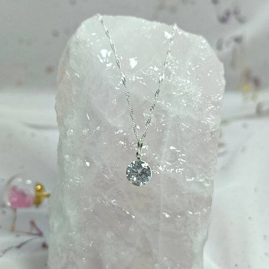 Collar Plata 925 Singapur 1,3MM + Colgante Punto De Luz 8MM