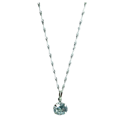 Collar Plata 925 Singapur 1,5MM + Colgante Punto De Luz 8MM