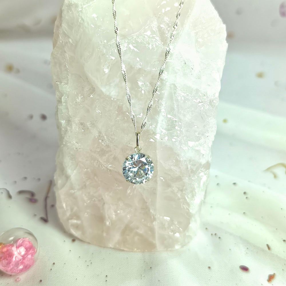 Collar Plata 925 Singapur 1,5MM + Colgante Punto De Luz 10MM