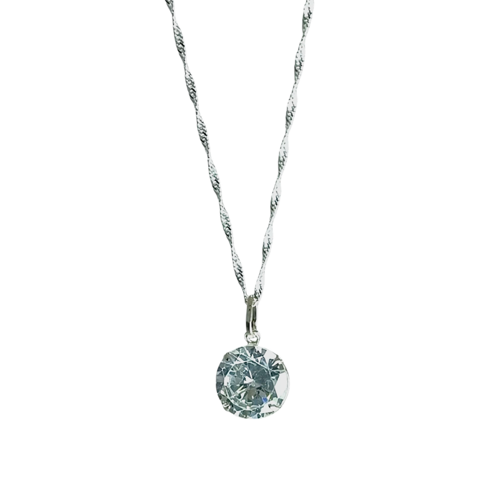 Collar Plata 925 Singapur 1,5MM + Colgante Punto De Luz 10MM