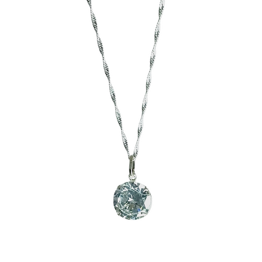 Collar Plata 925 Singapur 1,5MM + Colgante Punto De Luz 10MM