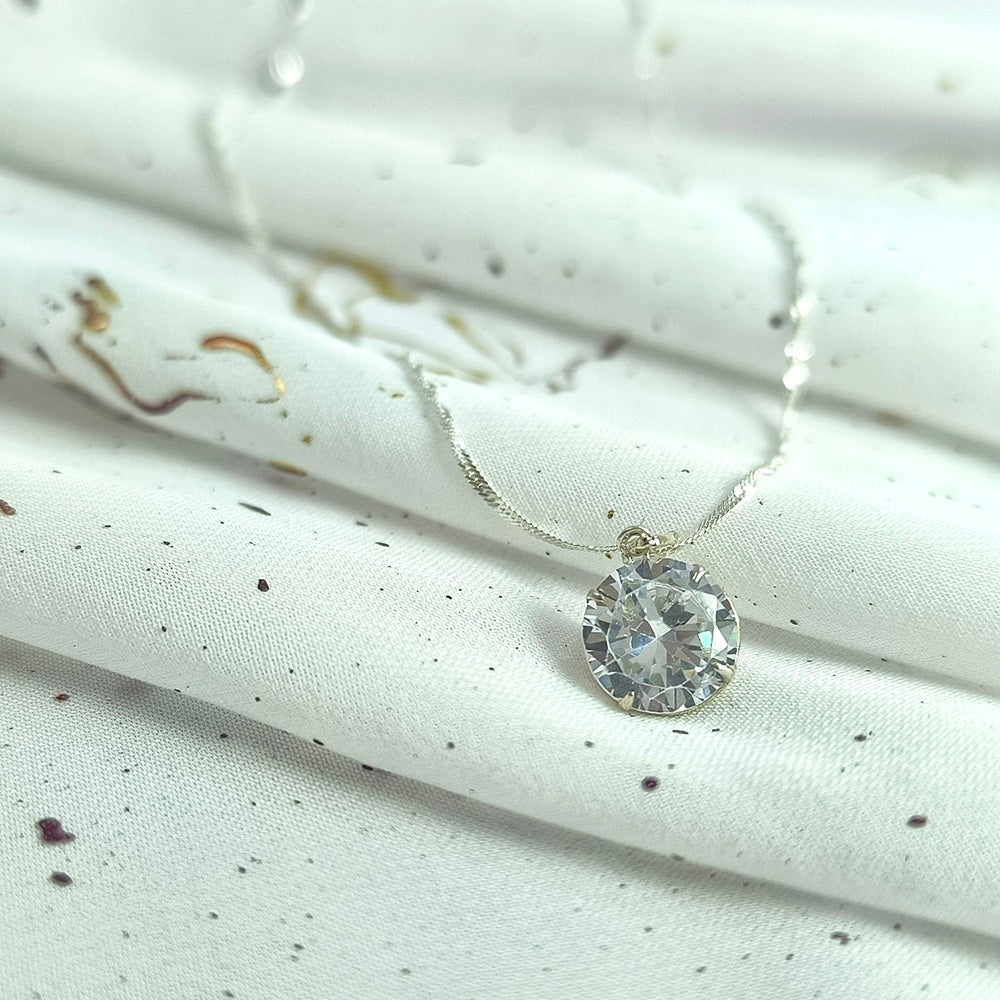 Collar Plata 925 Singapur 1,5MM + Colgante Punto De Luz 10MM