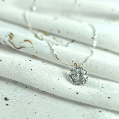 Collar Plata 925 Singapur 1,5MM + Colgante Punto De Luz 10MM