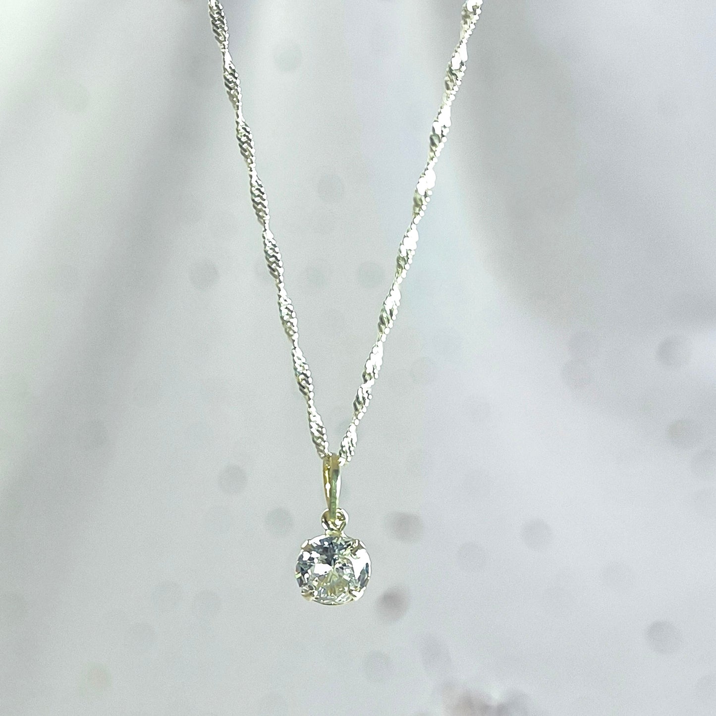 Collar Plata 925 Singapur 1,5MM + Colgante Punto De Luz 6MM