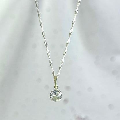 Collar Plata 925 Singapur 1,5MM + Colgante Punto De Luz 6MM