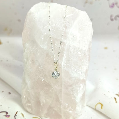 Collar Plata 925 Singapur 1,5MM + Colgante Punto De Luz 6MM